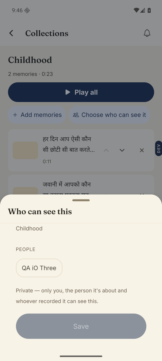 The Who can see this sheet with group chips above the people.